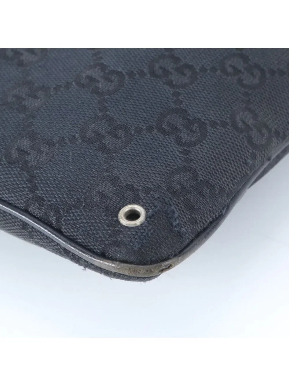 Gucci GG Canvas Leather Shoulder Bag Crossbody Messenger Business Tote Black